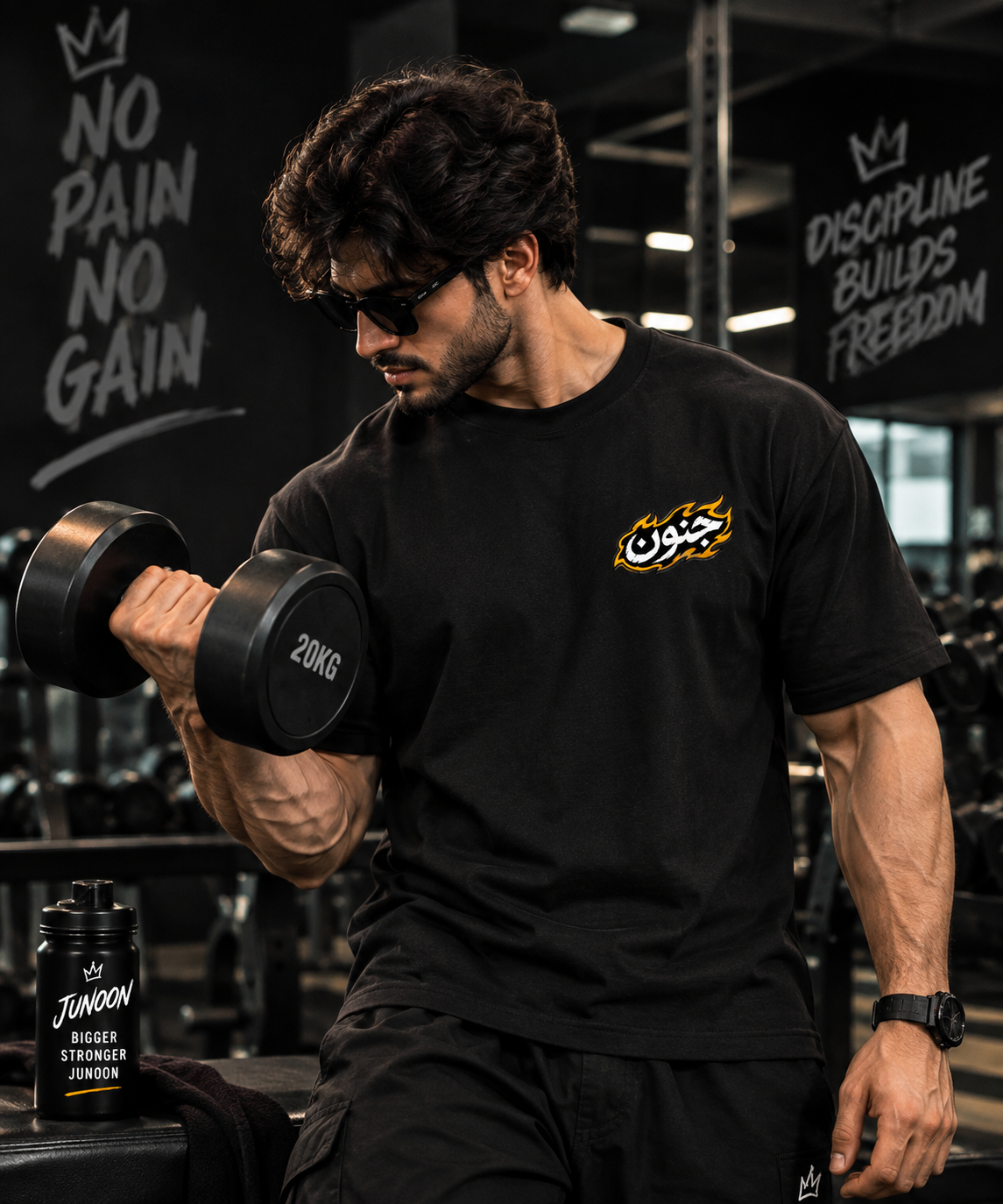 JUNOON - جنون | Bigger Stronger Junoon Oversized Gym T-Shirt