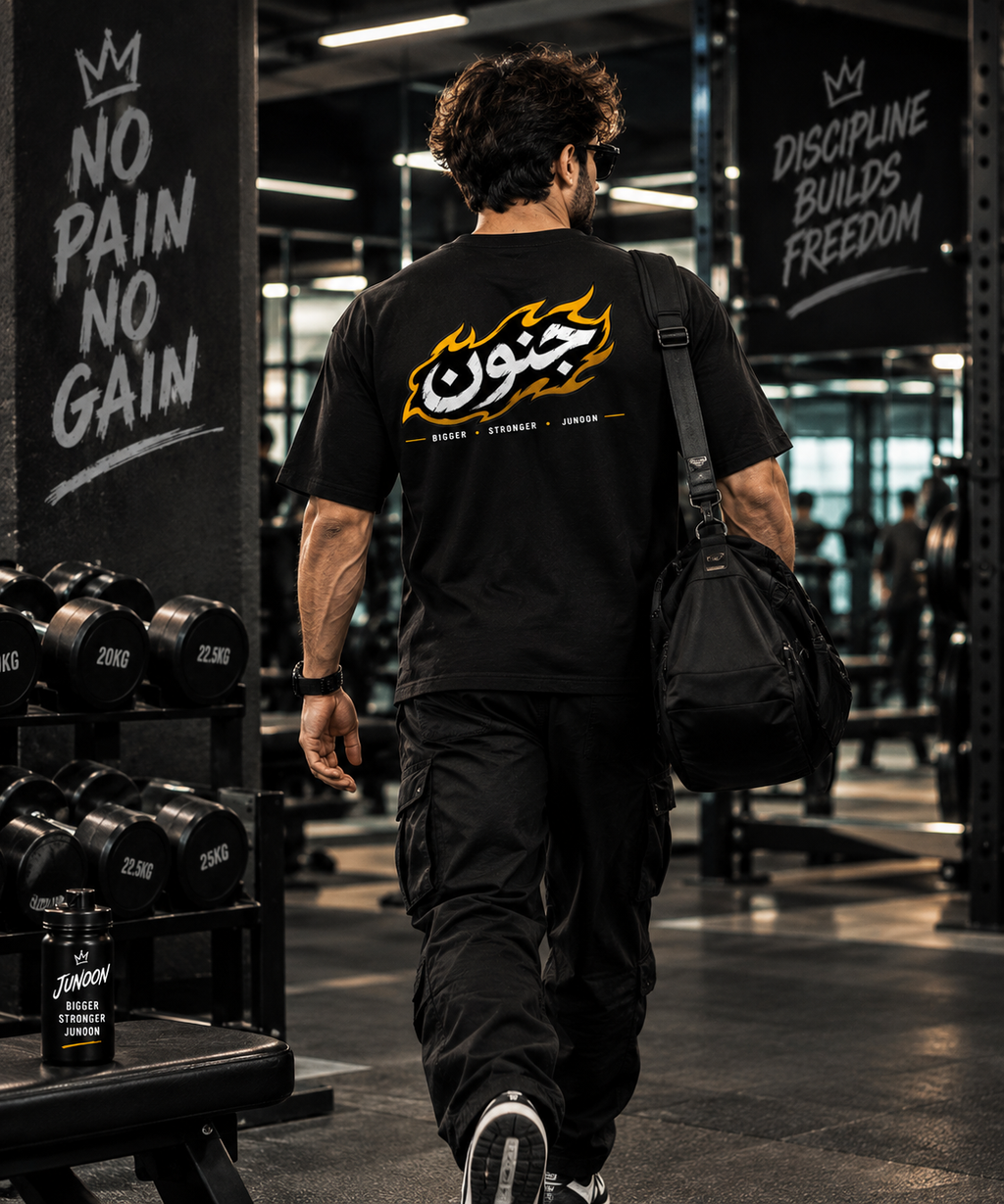 JUNOON - جنون | Bigger Stronger Junoon Oversized Gym T-Shirt