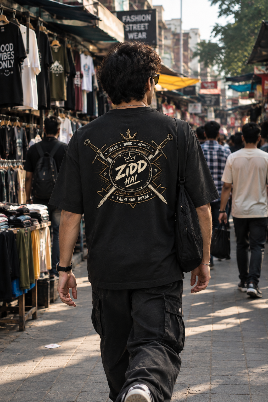 ZIDD HAI Oversized Gym T-Shirt | Dream Work Achieve - Kabhi Nahi Rukna
