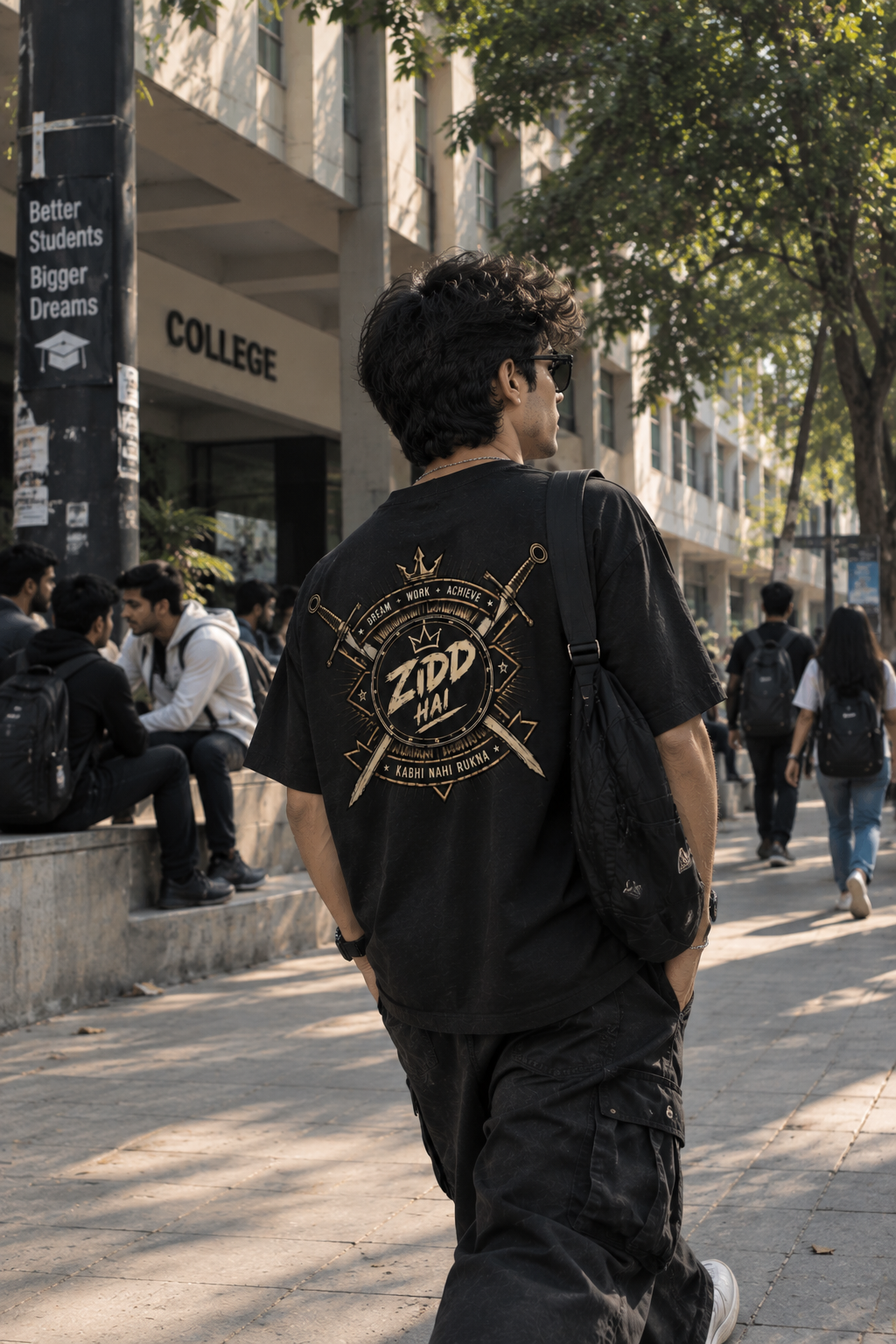 ZIDD HAI Oversized Gym T-Shirt | Dream Work Achieve - Kabhi Nahi Rukna