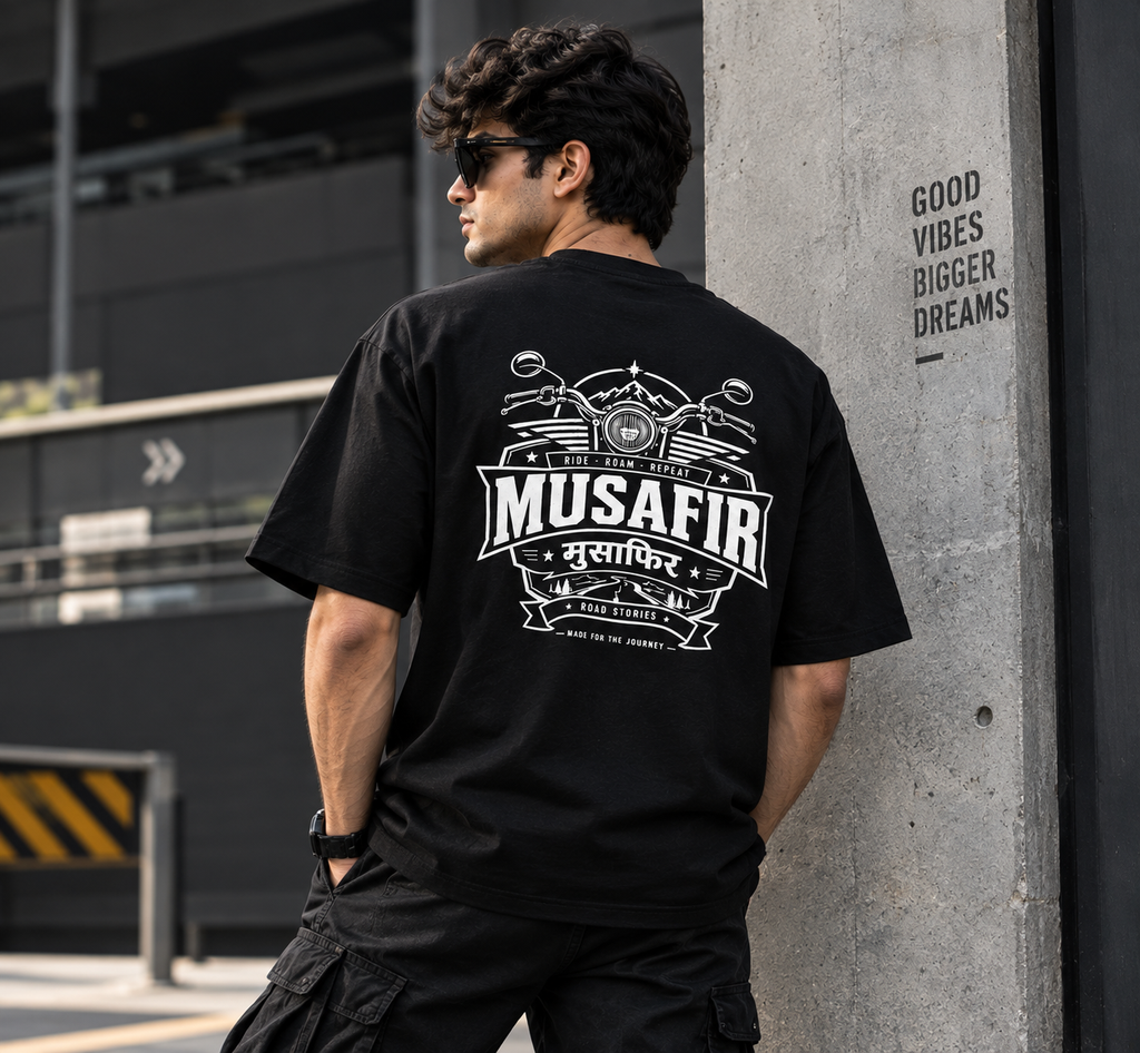 MUSAFIR - Ride Roam Repeat Oversized T-Shirt | Premium Biker Streetwear