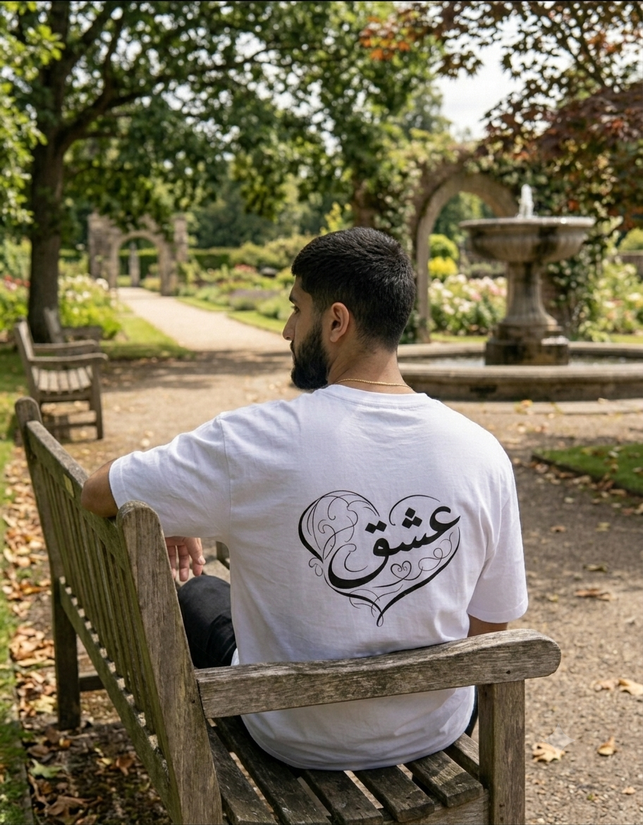 ISHQ - عشق | Love Heart Oversized T-Shirt | White Aesthetic Streetwear