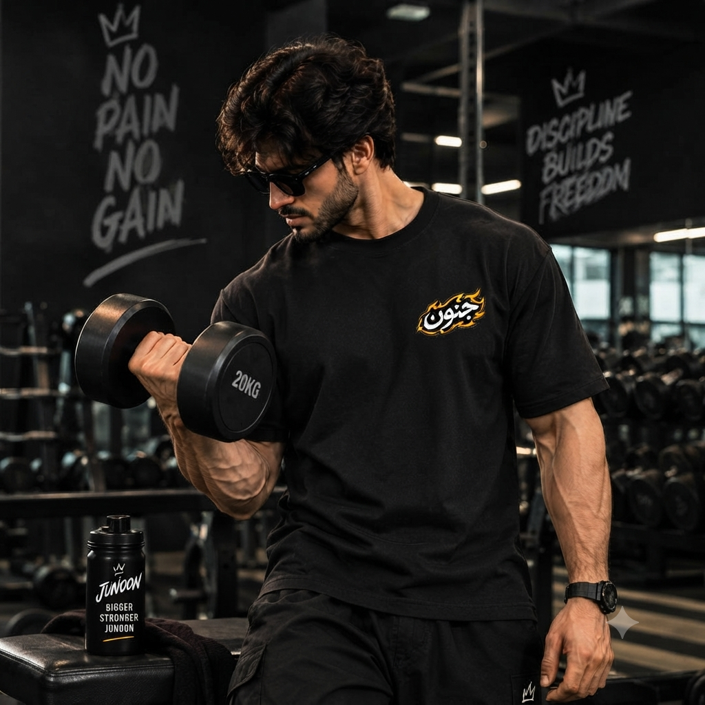 JUNOON - جنون | Bigger Stronger Junoon Oversized Gym T-Shirt