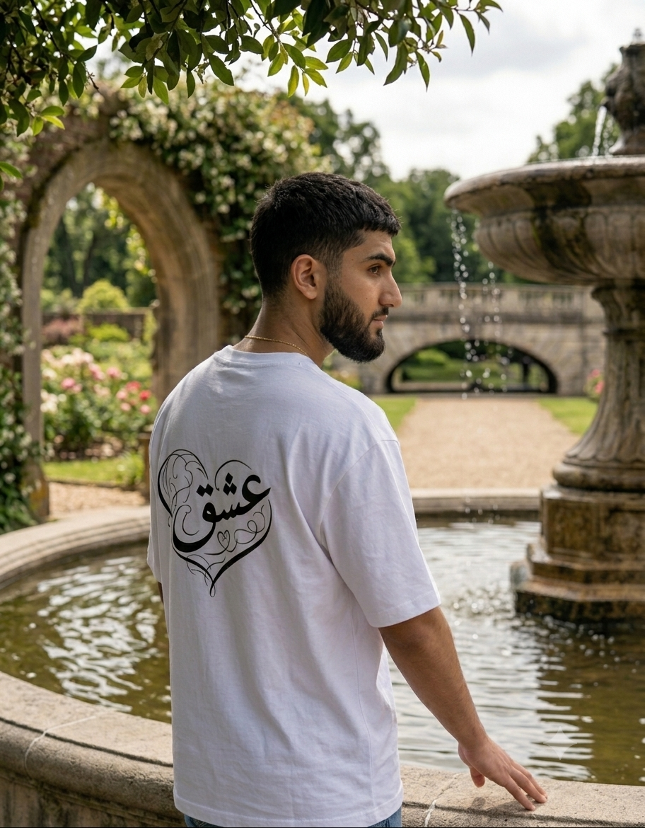 ISHQ - عشق | Love Heart Oversized T-Shirt | White Aesthetic Streetwear