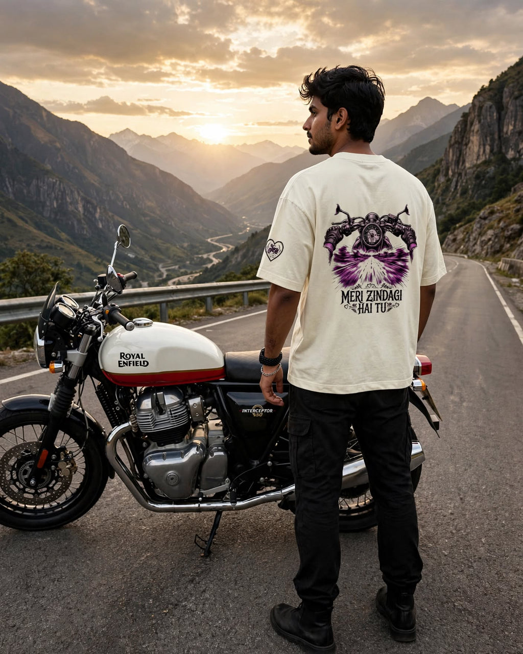 MERI ZINDAGI HAI TU Oversized Biker T-Shirt | Purple Rider POV Edition
